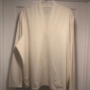 Talbots Cream V Neck Long Sleeve Tunic
